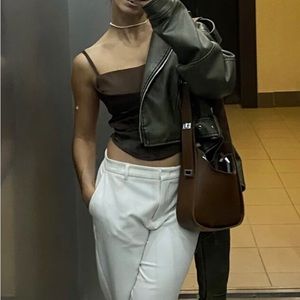 Satin Brown Crop Top